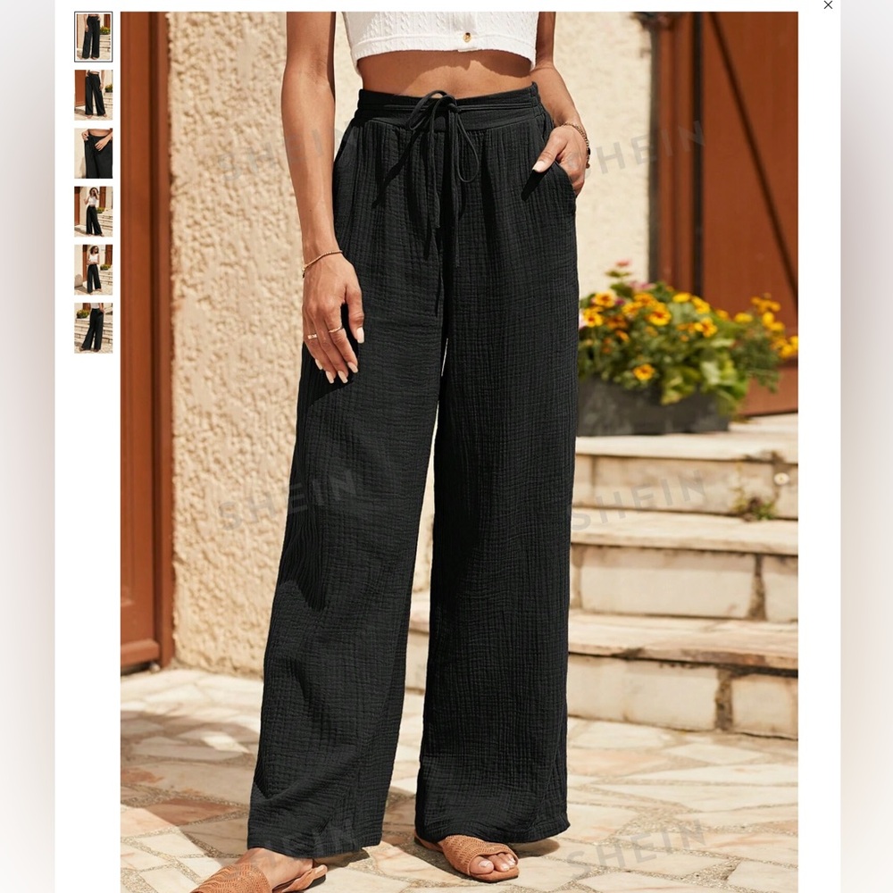 SHEIN Women’s Frenchy Black Tie Front Pants Size Large